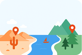 Stylized landscape with location pin